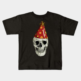 Skull Wearing Party Hat Kids T-Shirt